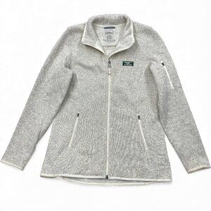 L.L.Bean Women's Medium Sweater Fleece Full Zip Jacket Oatmeal Off White
